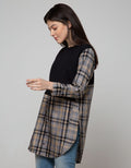 Details Sweatshirt Top Knit with Kombinasi Woven Kotak