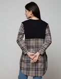 Details Sweatshirt Top Knit with Kombinasi Woven Kotak