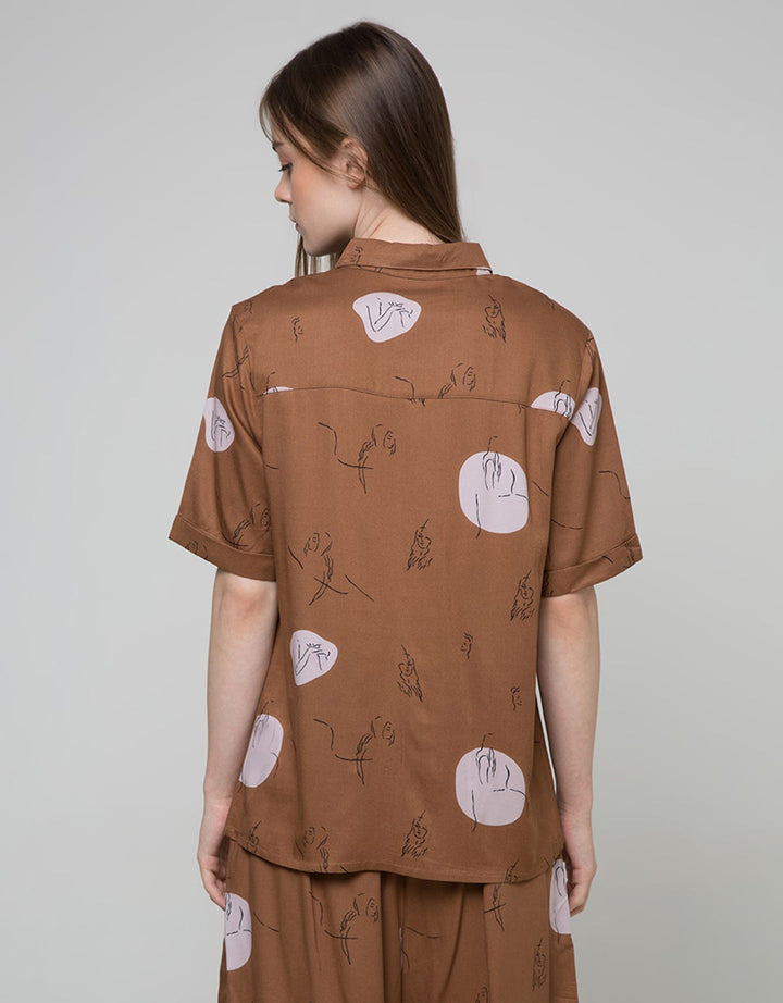 Details Short Sleeve Shirt Print With Face