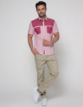 Andrew Smith Short Sleeve Two Tone Color Shirt