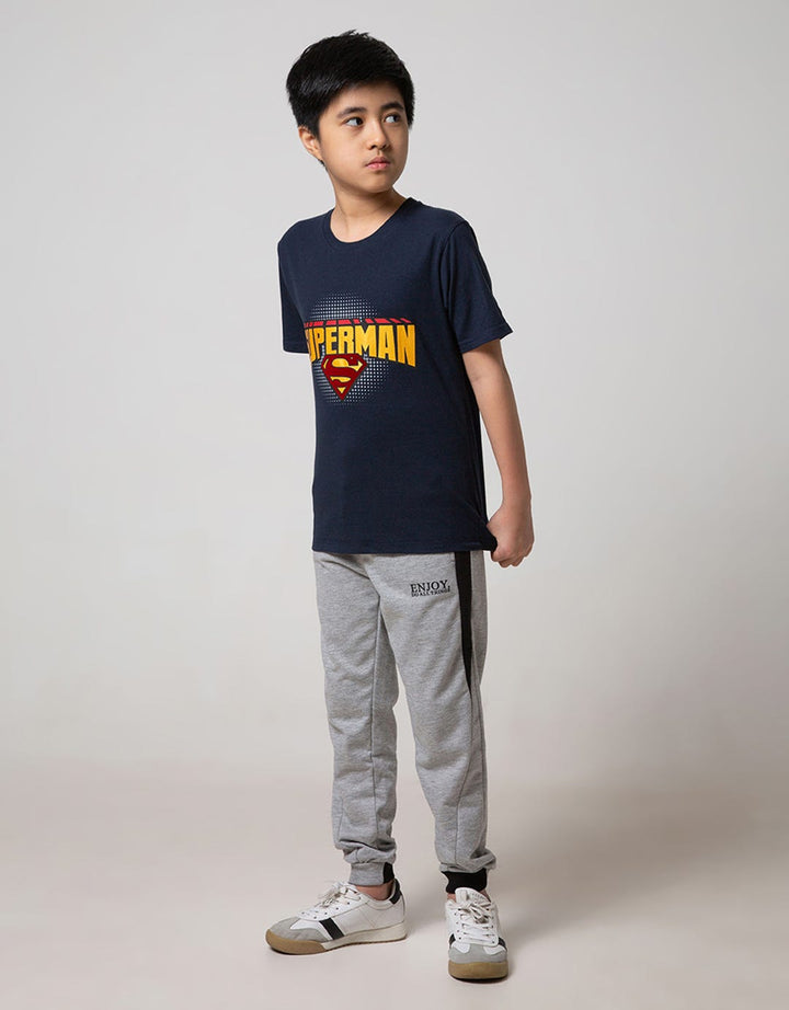 Character Short Sleeve T-Shirt Superman Letter Logo