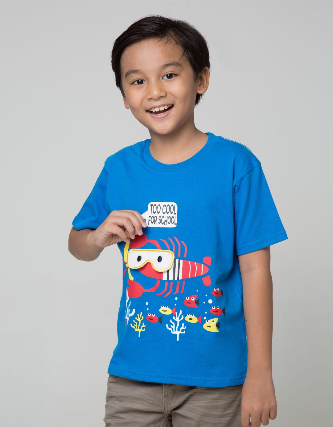 Little M Short Sleeve T-Shirt Lobster Kacamata Flip Bordir