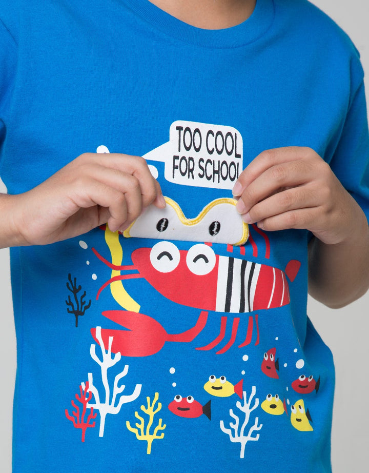 Little M Short Sleeve T-Shirt Lobster Kacamata Flip Bordir
