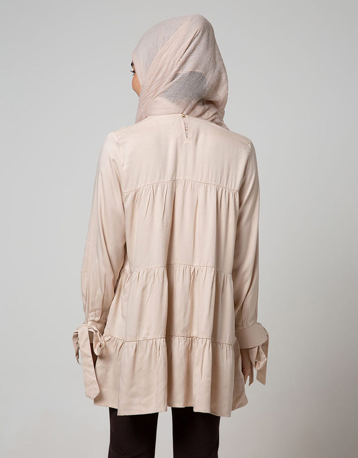 Annisa Long Sleeve Blouse Flowy Drappery Plain