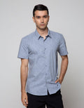 Stanley Adams Short Sleeve Shirt Print Abstract Lines Slim