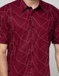 Stanley Adams Short Sleeve Shirt Print Abstract Lines Slim