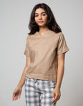 Details Short Sleeve Blouse Plain