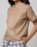 Details Short Sleeve Blouse Plain