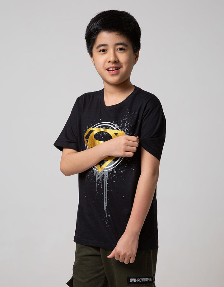 Character Short Sleeve T-Shirt Superman Logo Gold Splash