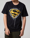 Character Short Sleeve T-Shirt Superman Logo Gold Splash