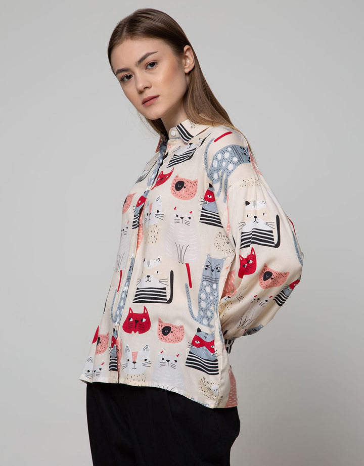 Nevada Long Sleeve Shirt Cats Abstract