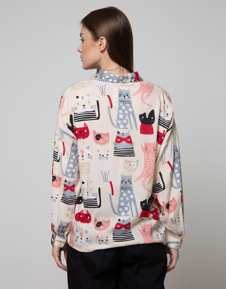 Nevada Long Sleeve Shirt Cats Abstract