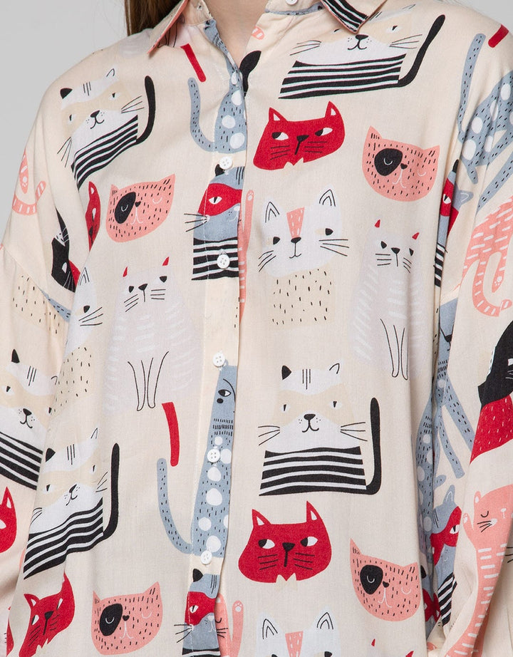 Nevada Long Sleeve Shirt Cats Abstract