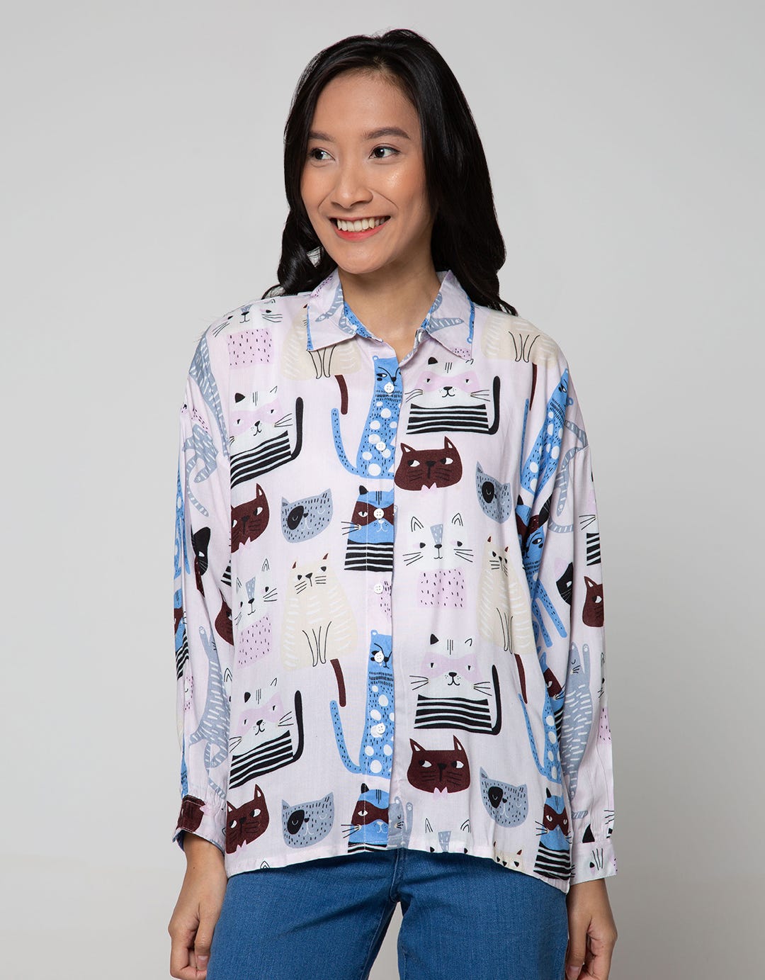 Nevada Long Sleeve Shirt Cats Abstract