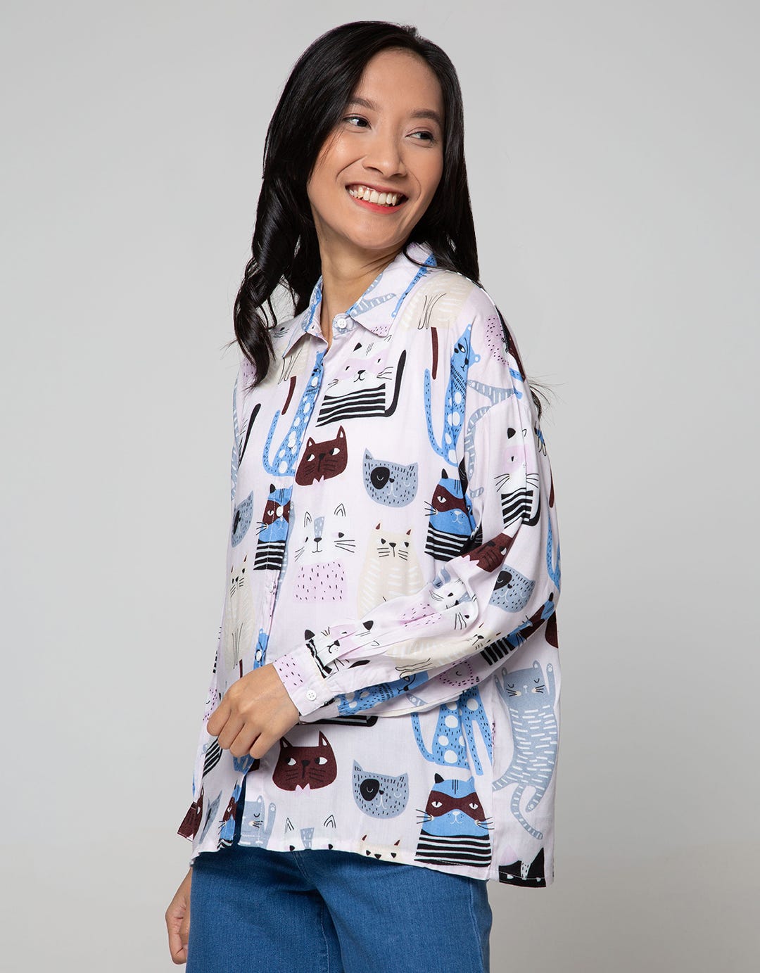 Nevada Long Sleeve Shirt Cats Abstract