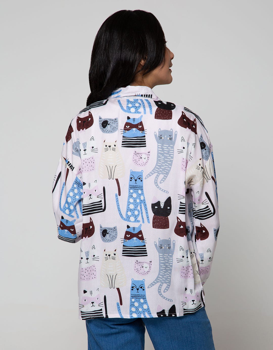 Nevada Long Sleeve Shirt Cats Abstract