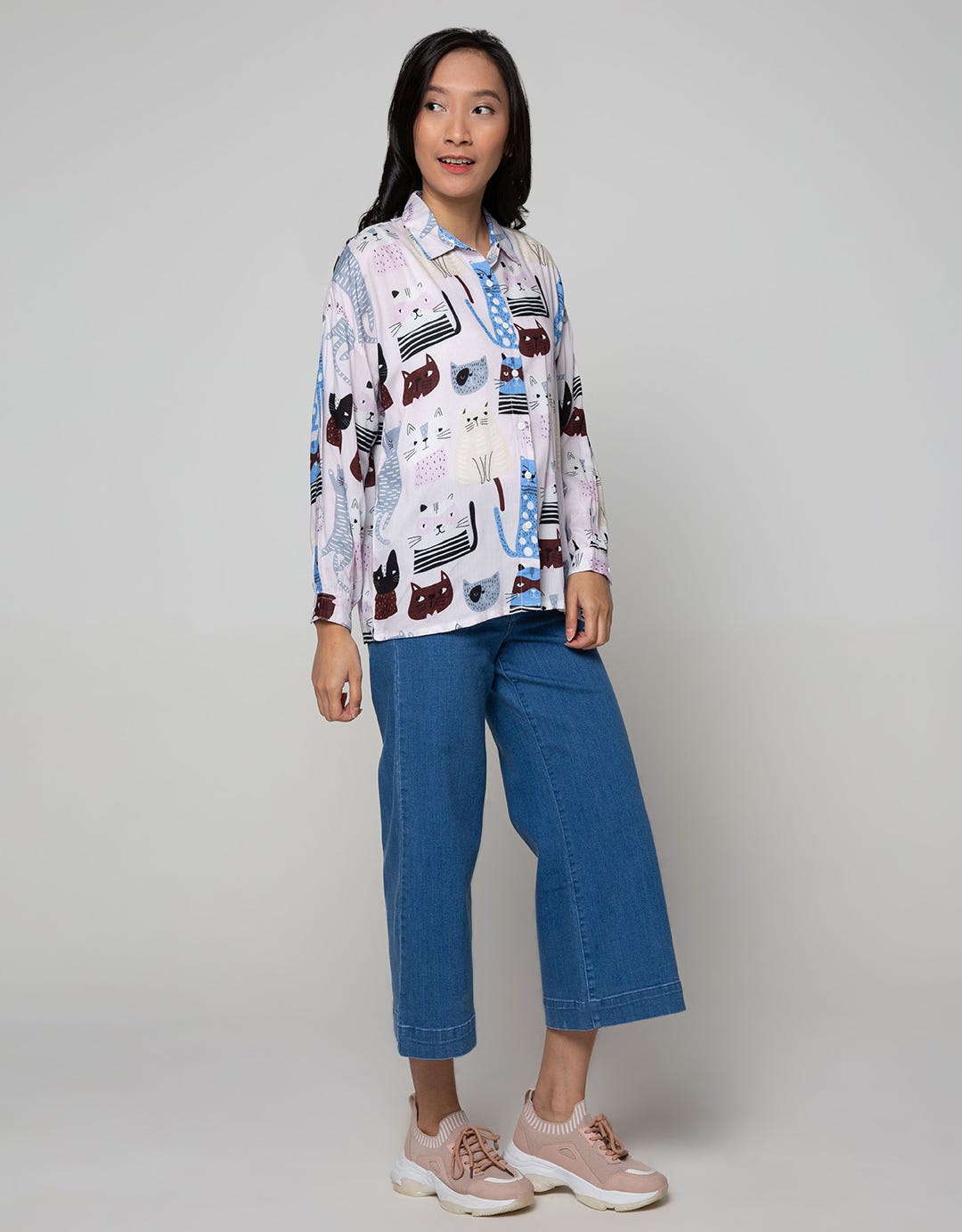 Nevada Long Sleeve Shirt Cats Abstract