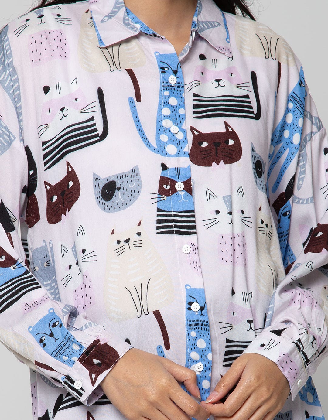 Nevada Long Sleeve Shirt Cats Abstract