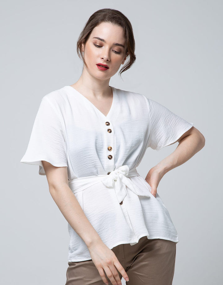 St. Yves Short Sleeve Blouse Top Lyn Horn