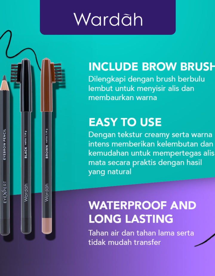 Wardah Eyexpert Eyebrow Pencil Brown 1.14 G (Blister)