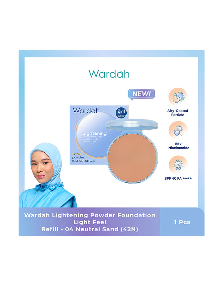 Wardah Refill Lightening Powder Foundation Light Feel 04 Neutral Sand (42N) 12 g New