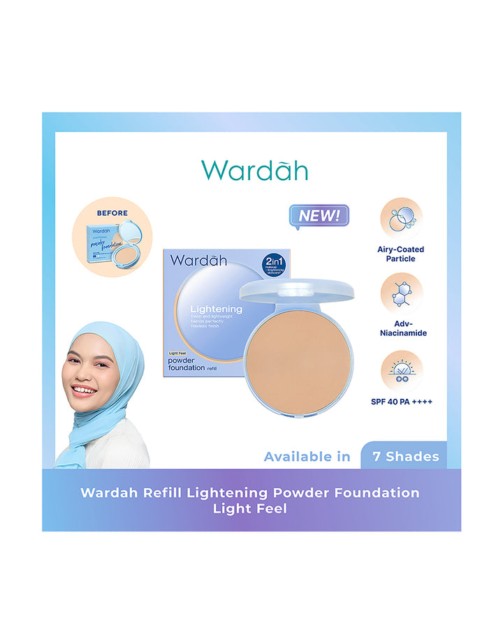 Wardah Refill Lightening Powder Foundation Light Feel 04 Neutral Sand (42N) 12 g New