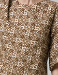 Connexion 3/4 Blouse Batik Print Ruffle Sleeve Round Neck
