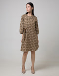 Connexion Long Sleeve Midi Dress 7/8 Batik With Self Tie Side