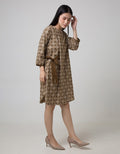 Connexion Long Sleeve Midi Dress 7/8 Batik With Self Tie Side