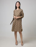 Connexion Long Sleeve Midi Dress 7/8 Batik With Self Tie Side