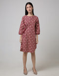 Connexion Long Sleeve Midi Dress 7/8 Batik With Self Tie Side