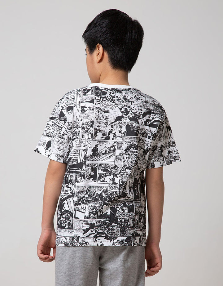 Character Short Sleeve T-Shirt Batman Fullprint Comics Flocking