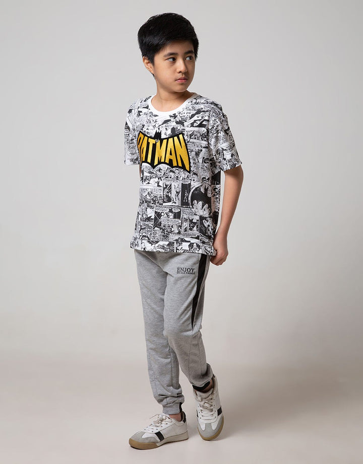 Character Short Sleeve T-Shirt Batman Fullprint Comics Flocking
