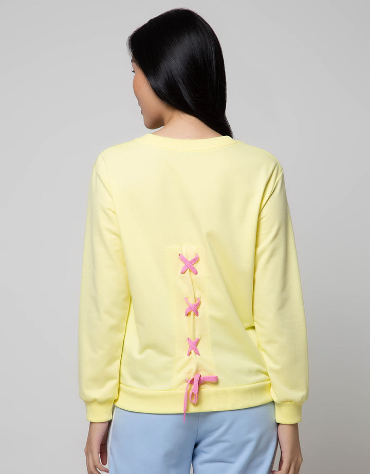 Nevada Sweatshirt Solid Lace Embro Happy