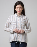 Triset Casual Blouse Stripe Kombinasi