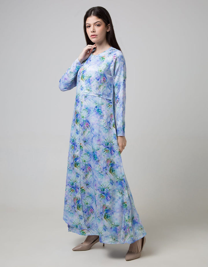 Azzar Eris Maxi Dress In Blue Print
