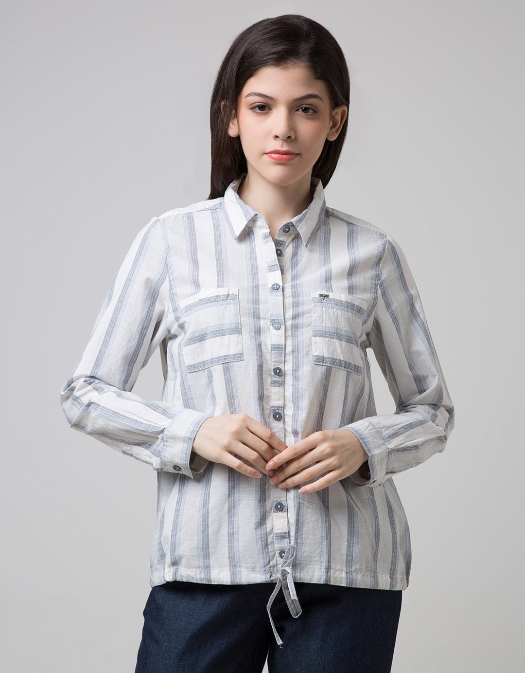 Triset Casual Blouse Stripe Kombinasi