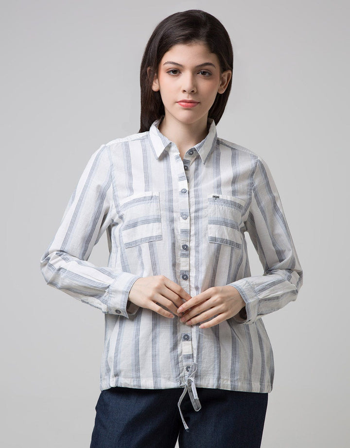 Triset Casual Blouse Stripe Kombinasi