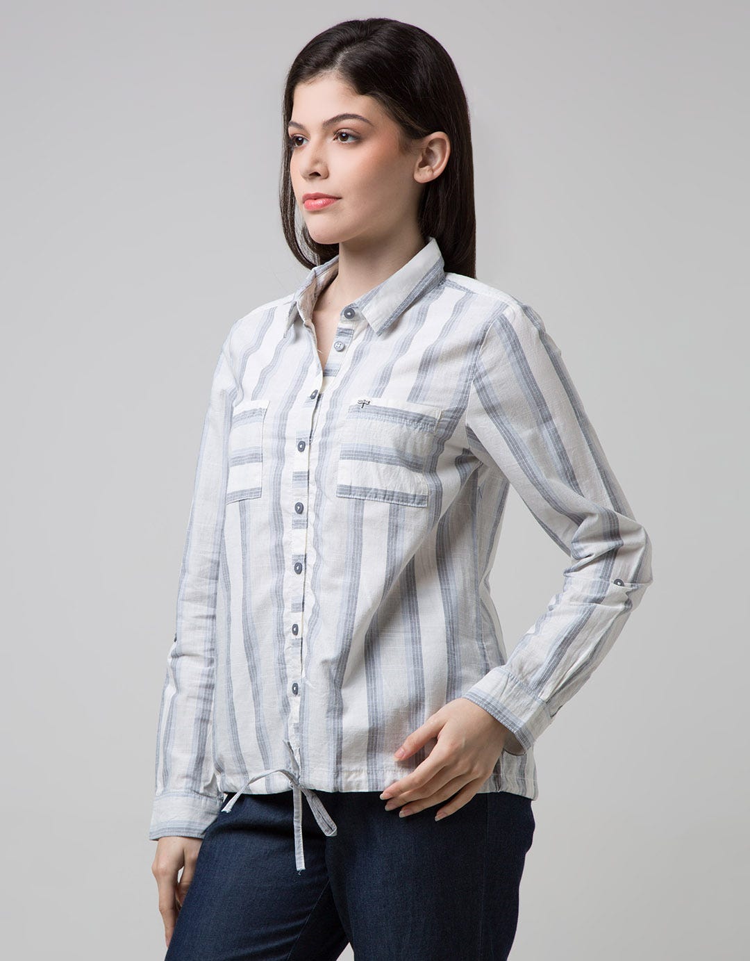 Triset Casual Blouse Stripe Kombinasi