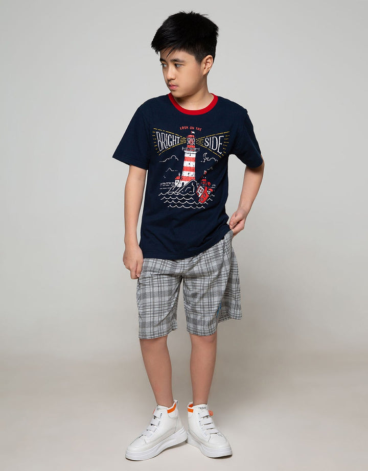 Aero Short Sleeve T-Shirt Basic Print Lukis Mercusuar Bright Side