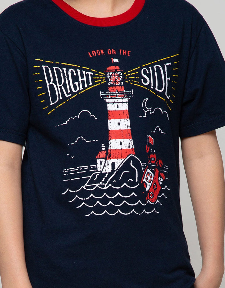 Aero Short Sleeve T-Shirt Basic Print Lukis Mercusuar Bright Side