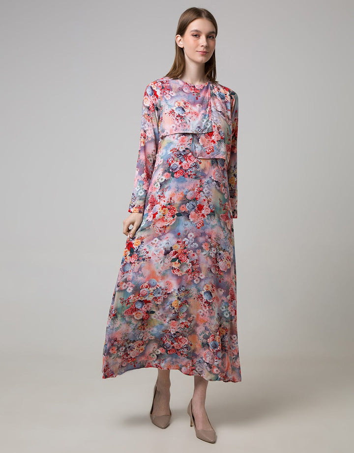 Azzar Tyra Maxi Dress In Brown Floral Print