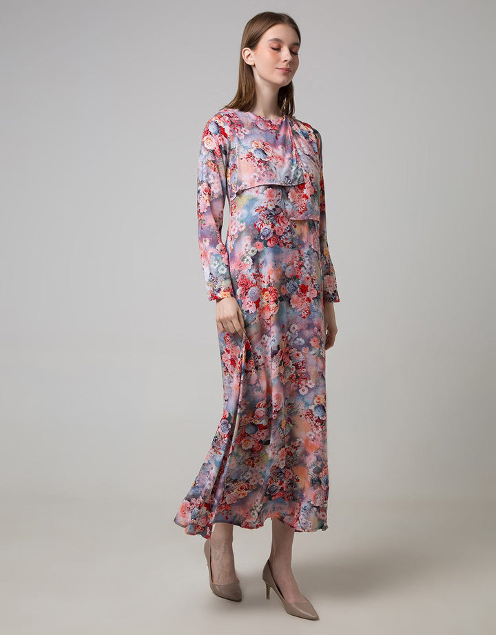 Azzar Tyra Maxi Dress In Brown Floral Print