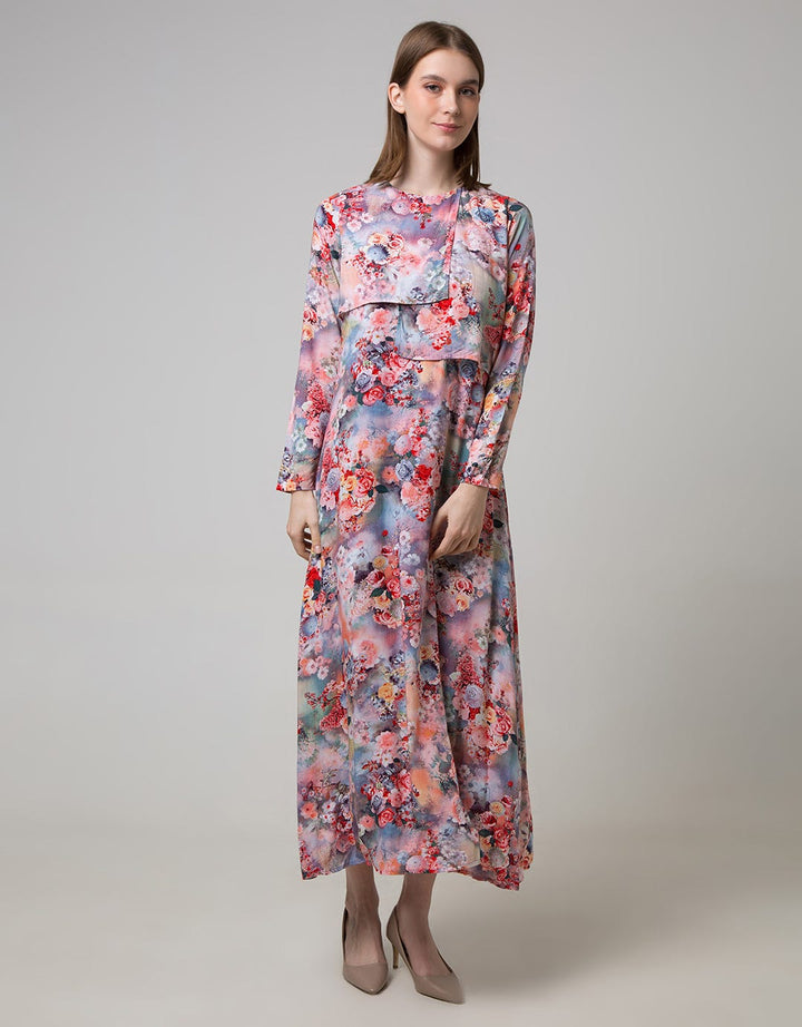 Azzar Tyra Maxi Dress In Brown Floral Print