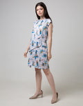 Sophistix Arya Dress In Blue Grey Print