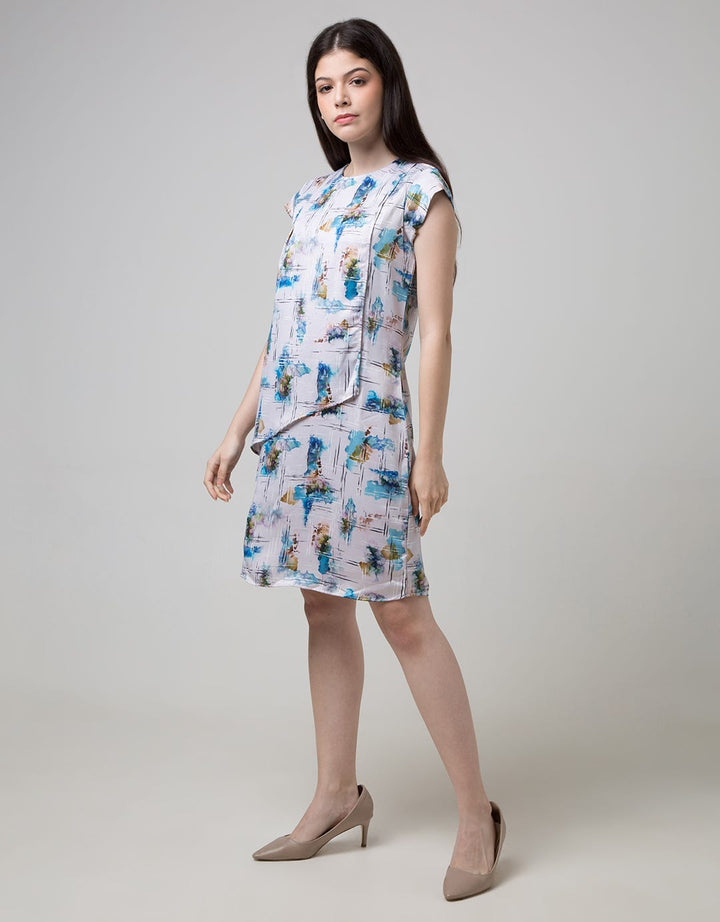 Sophistix Arya Dress In Blue Grey Print