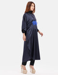 MKY Clothing Big Batwing Three Big Flower Caftan in Navy