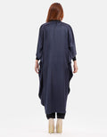 MKY Clothing Big Batwing Three Big Flower Caftan in Navy
