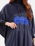 MKY Clothing Big Batwing Three Big Flower Caftan in Navy