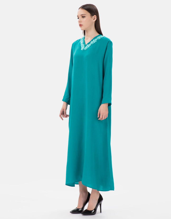 MKY Clothing V-Flower Embroidery Gamis Dress